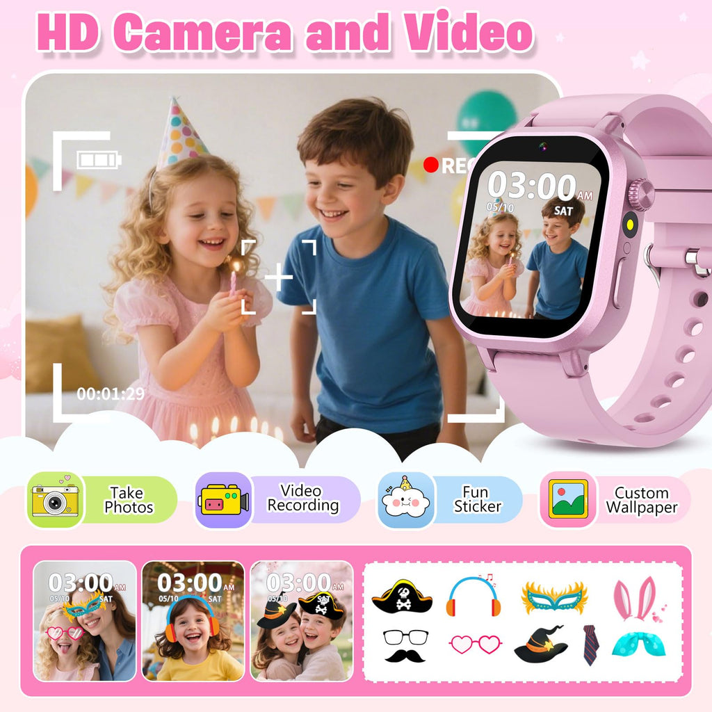 Wiszodet Kids Waterproof Smart Watch Boys Gift Age 3-12 with 39 Game HD Touch Screen Music Player Video Camera Pedometer Alarm Clock Birthday Gift for 6 7 8 9 Year Olds Blue