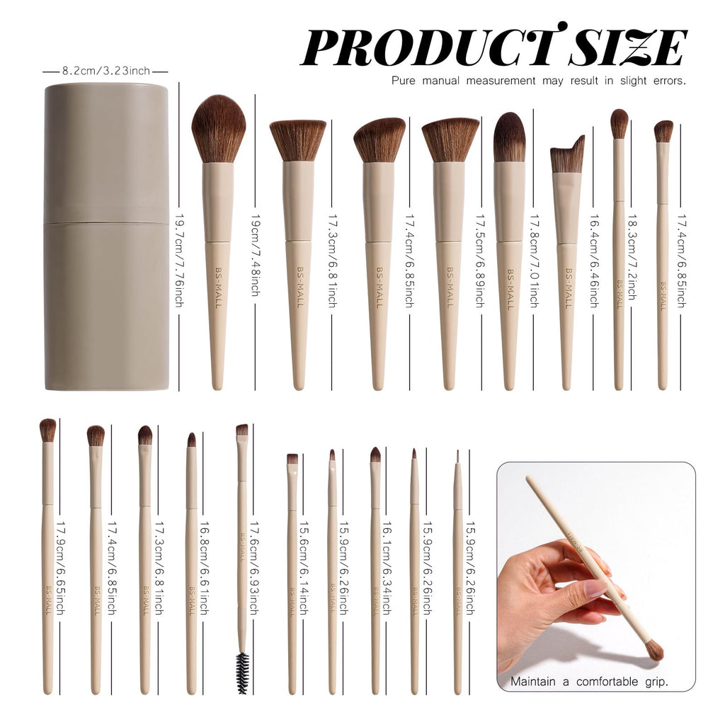 BS-MALL Makeup Brush Set 18 Pcs Professional Foundation Powder Concealers Eyeshadow Blush Synthetic Makeup Brushes with Labeled instruction Black Case Upgraded Version