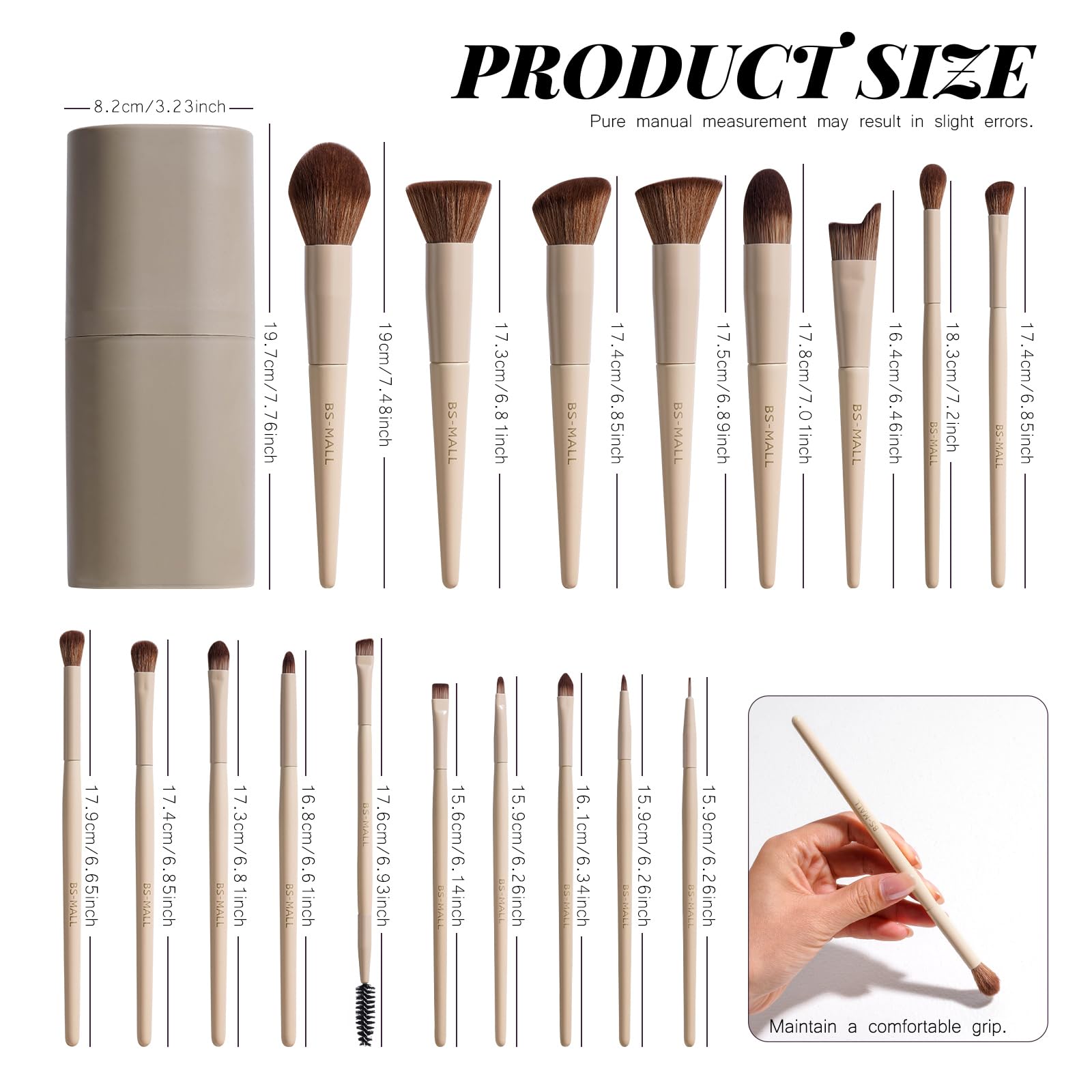 BS-MALL Makeup Brush Set 18 Pcs Professional Foundation Powder Concealers Eyeshadow Blush Synthetic Makeup Brushes with Labeled instruction Black Case Upgraded Version