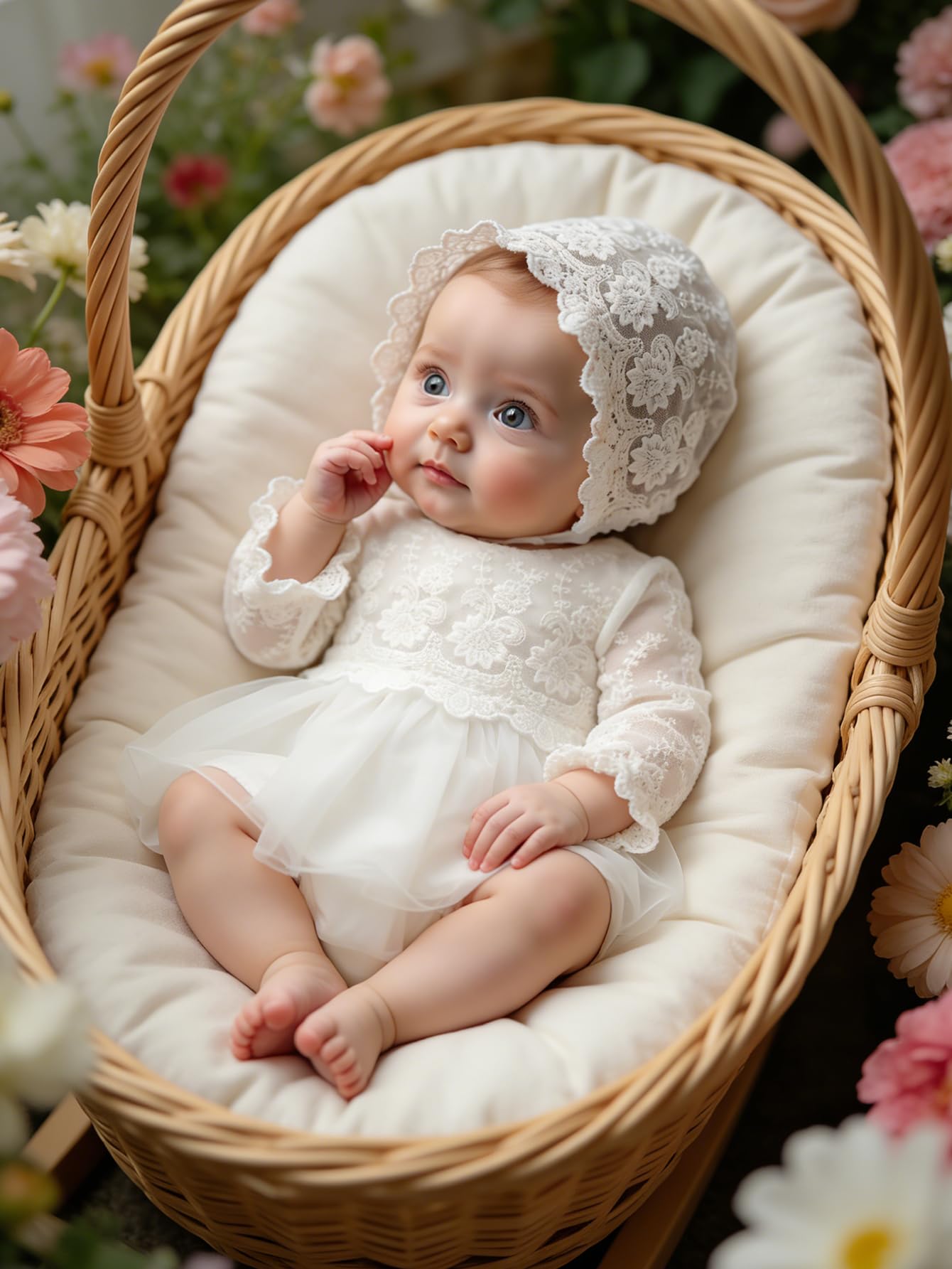 Ylsteed Newborn Photography Outfits Girls Newborn Photography Props Baby Girls Lace Romper with Tulle Skirt Infant Photo shoot Outfits Photo Props