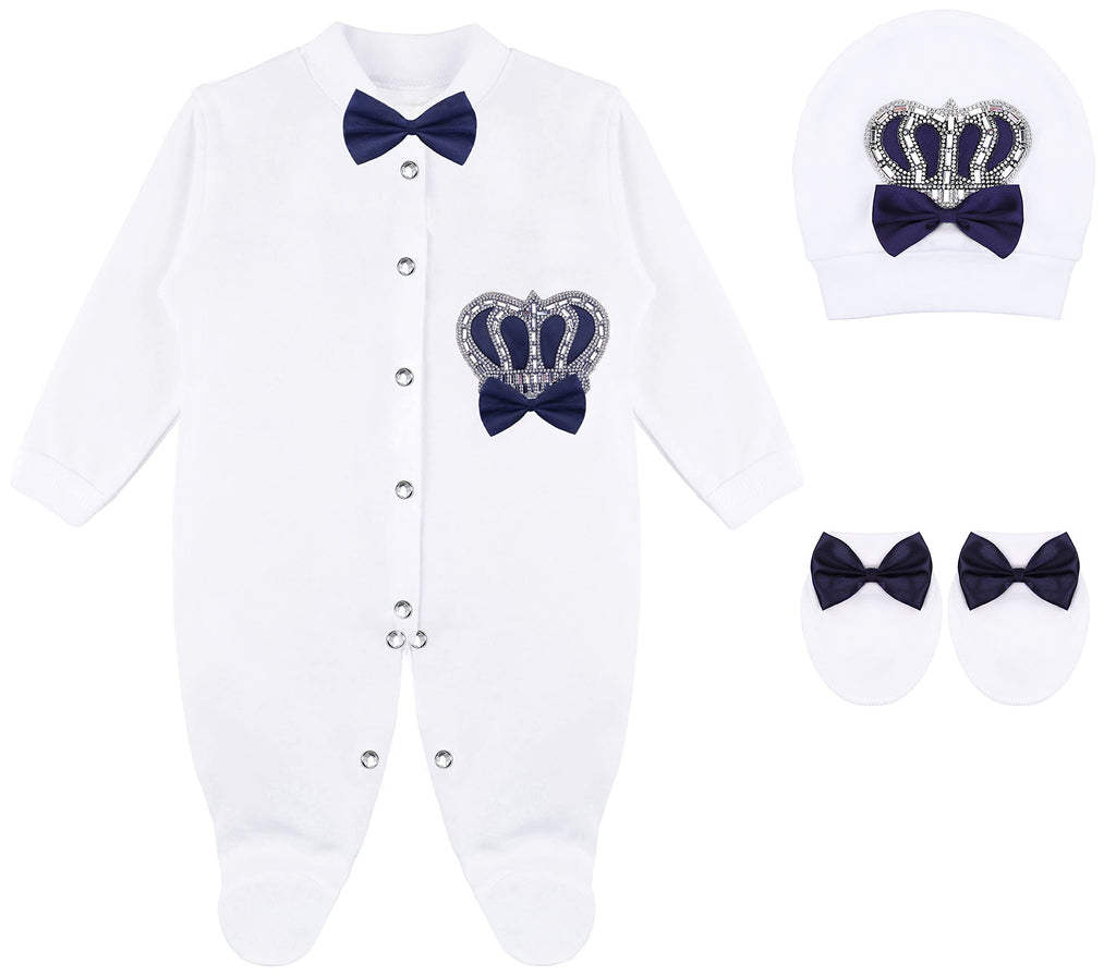 Lilax Baby Boy Newborn Crown Jewels Layette 3 Piece Gift Set