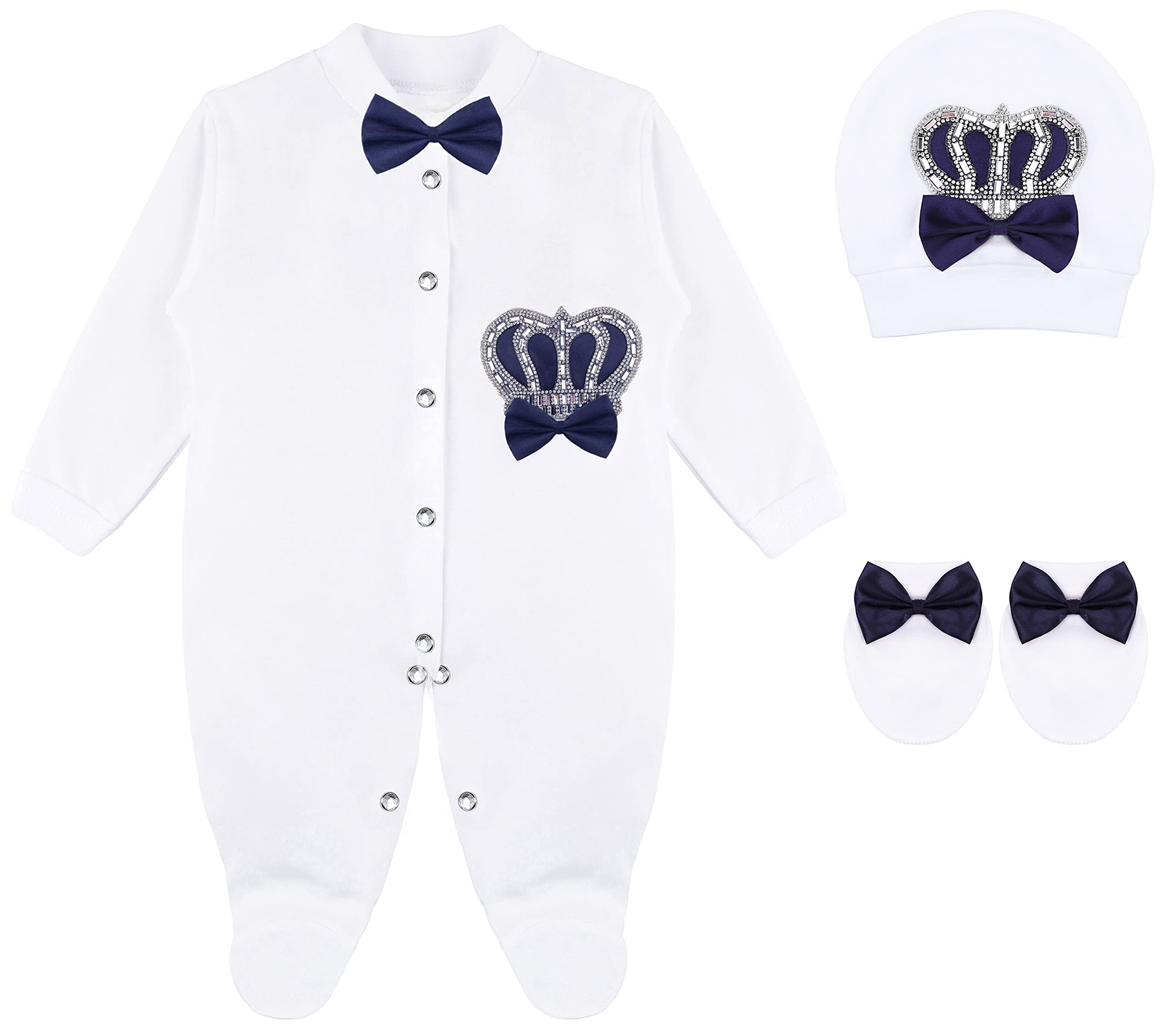 Lilax Baby Boy Newborn Crown Jewels Layette 3 Piece Gift Set