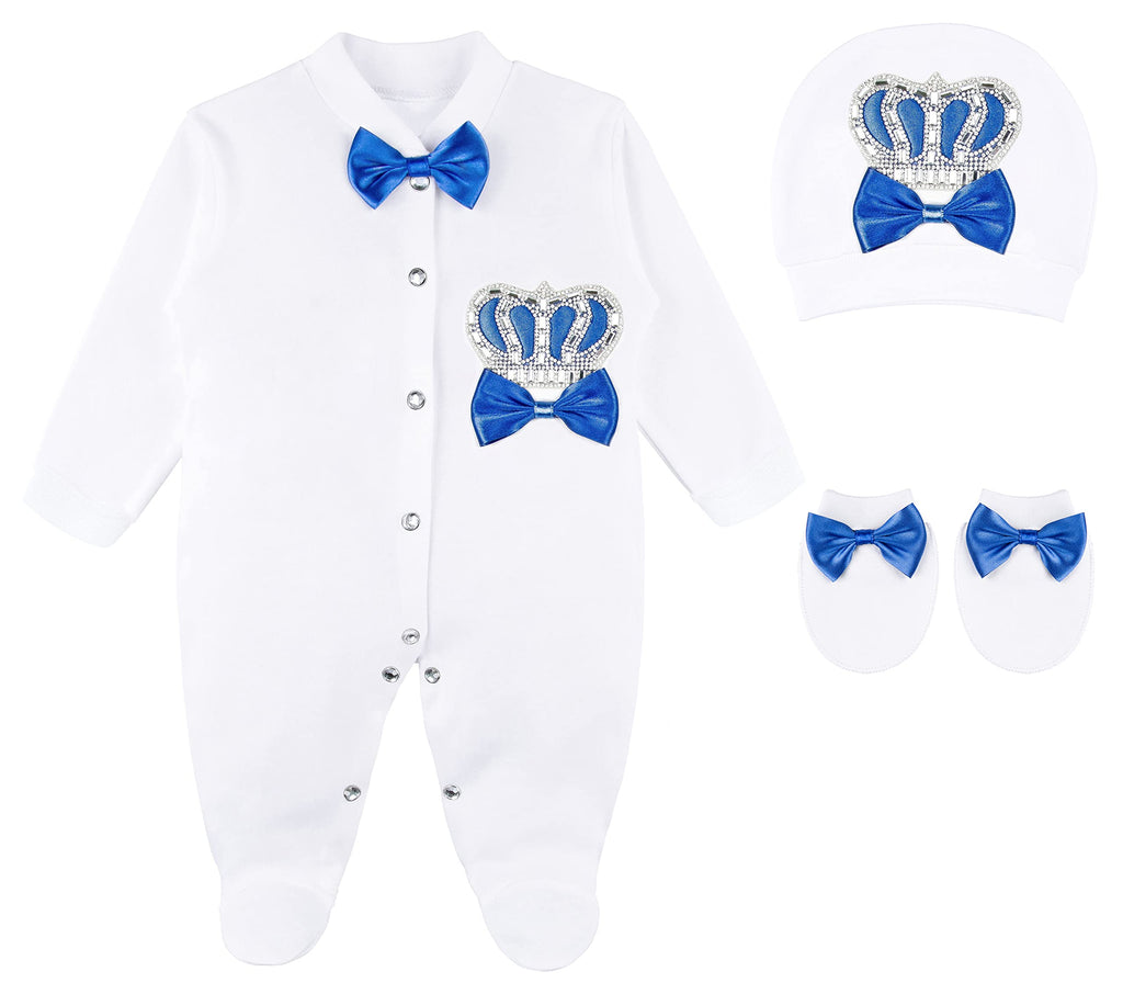 Lilax Baby Boy Newborn Crown Jewels Layette 3 Piece Gift Set