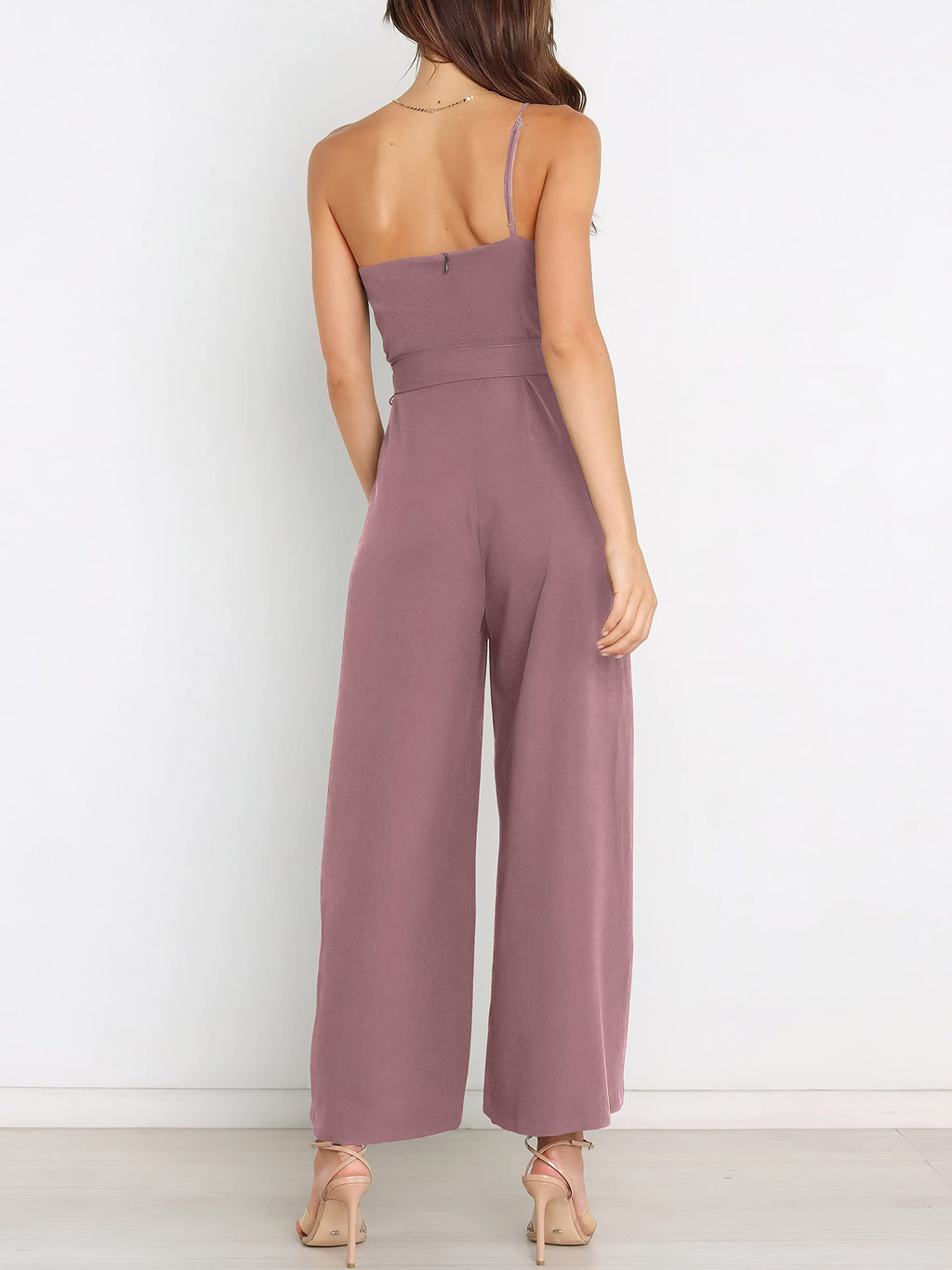 ANRABESS Women Summer Dressy Jumpsuits One Shoulder Sleeveless Casual Wide Leg Pants Romper Jumper 2026 Trendy Fall Outfits