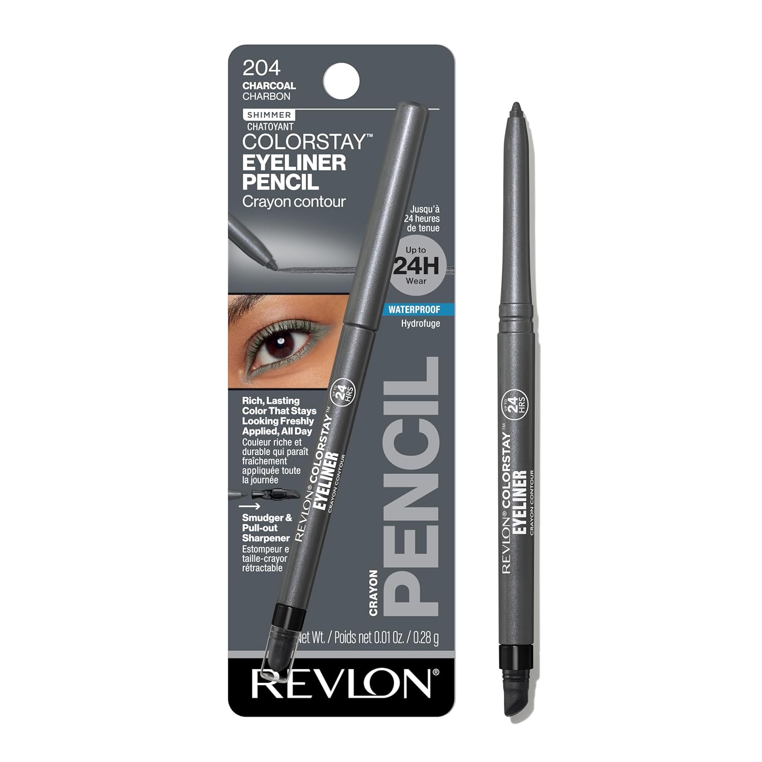 Revlon ColorStay Pencil Waterproof Eyeliner, Smudge-Proof, Eye Makeup with Built-In Sharpener, Long-Lasting, Matte Finish, 201 Black, 2 pack