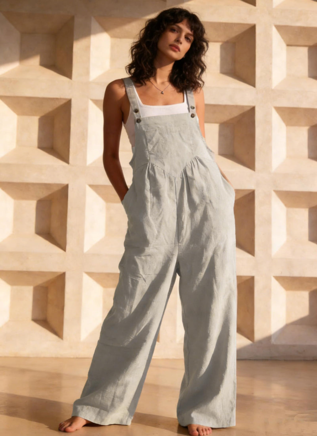Women's Jumpsuits 2026 Summer Floral Overalls One Piece Outfits Sleeveless Wide Leg Pants Rompers with Pockets