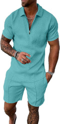 Mens Short Sets 2 Piece Outfits Polo Shirt Fashion Summer Tracksuits Casual Set Short Sleeve and Shorts Set for Men