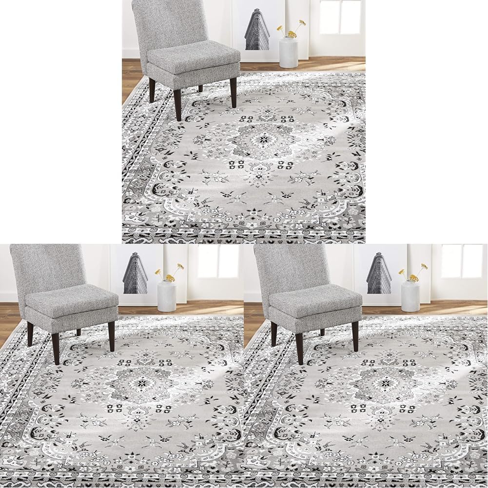 Home Dynamix Premium Sakarya Traditional Medallion Border Area Rug, Black, 21"x35" Rectangle