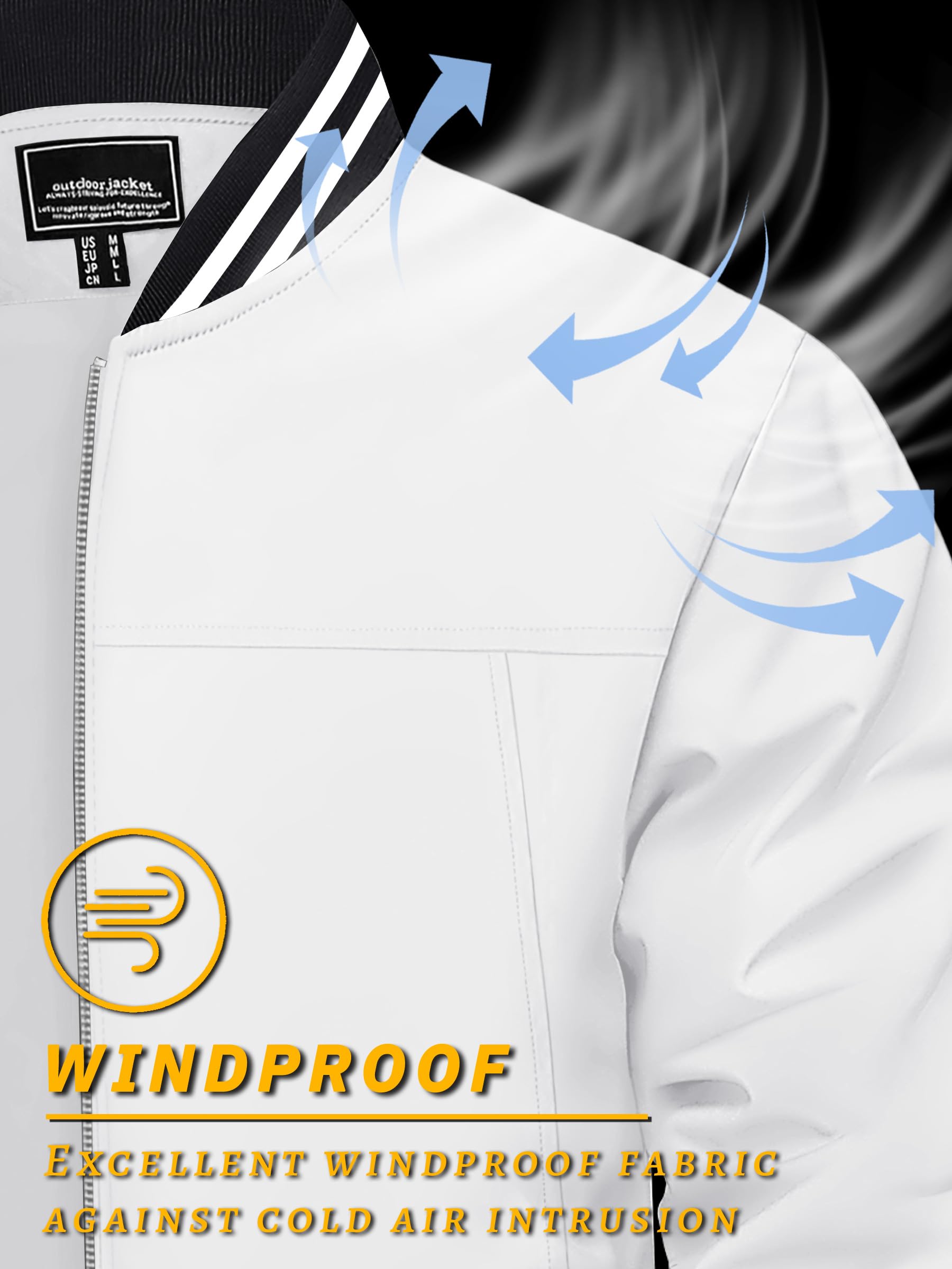TACVASEN Men's Lightweight Jacket Casual Spring Fall Windbreaker Bomber Zip Up Coat With Pocket