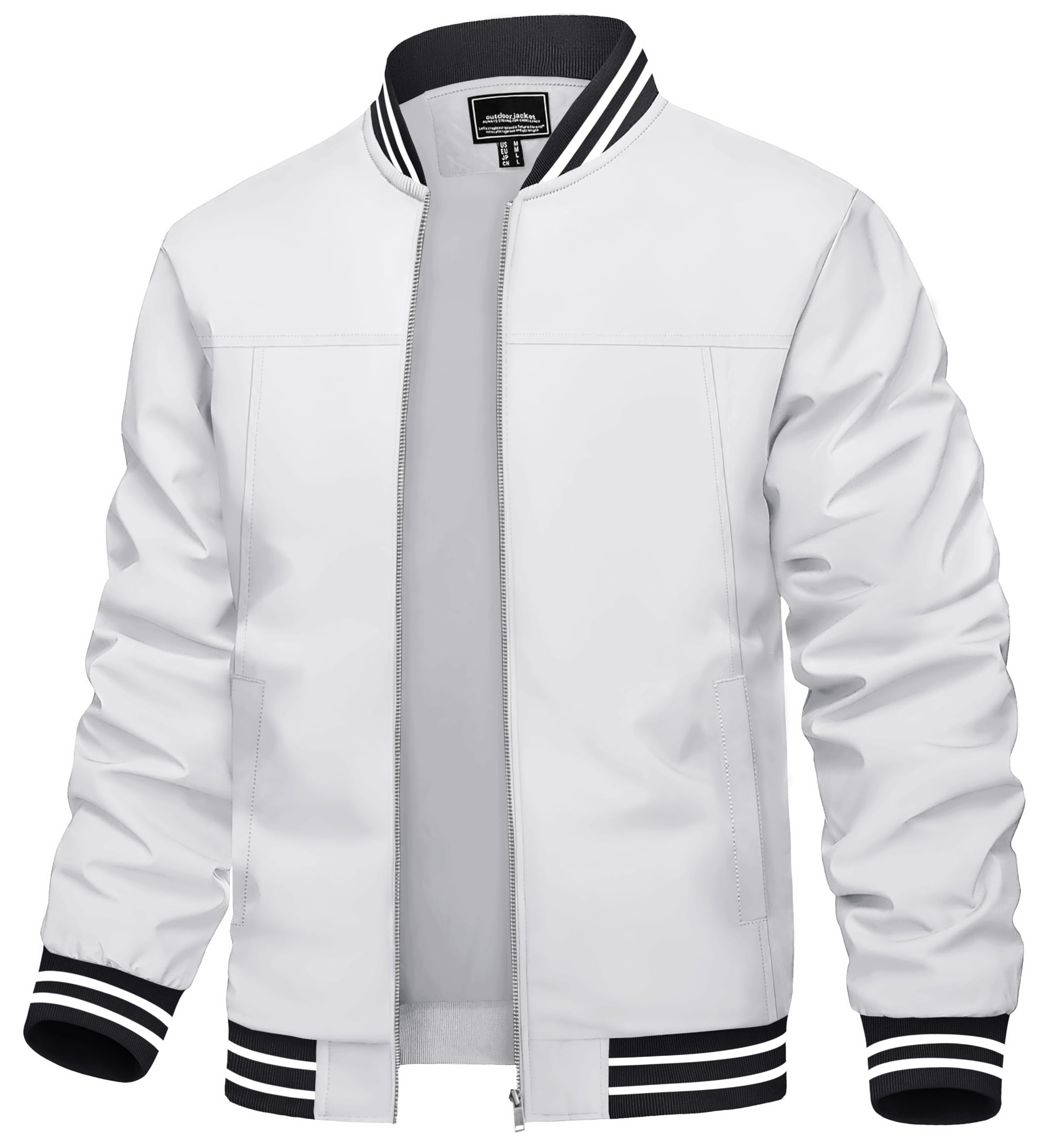 TACVASEN Men's Lightweight Jacket Casual Spring Fall Windbreaker Bomber Zip Up Coat With Pocket