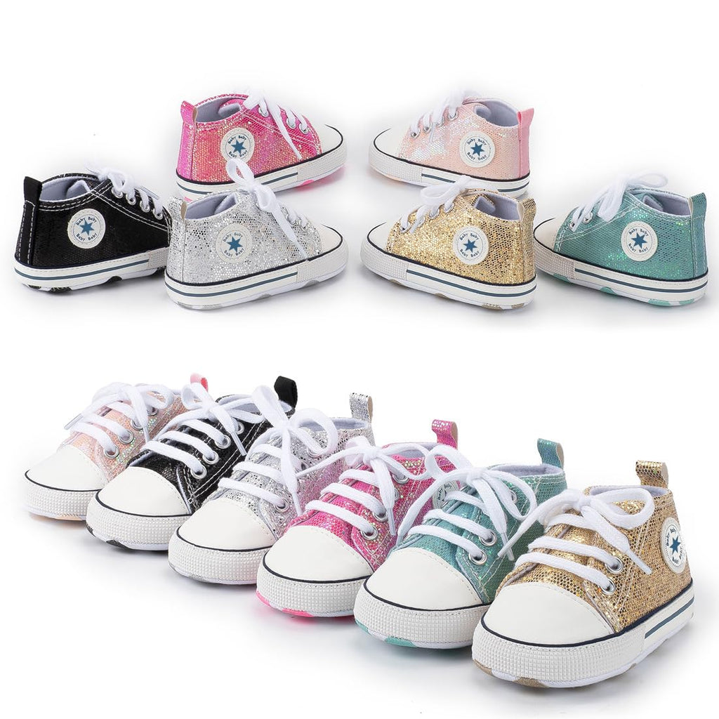 Unisex Baby Girls Boys Canvas High-top Shoes, Newborn Infant Anti-Slip Soft Sole Frist Walking Breathable Sneakers