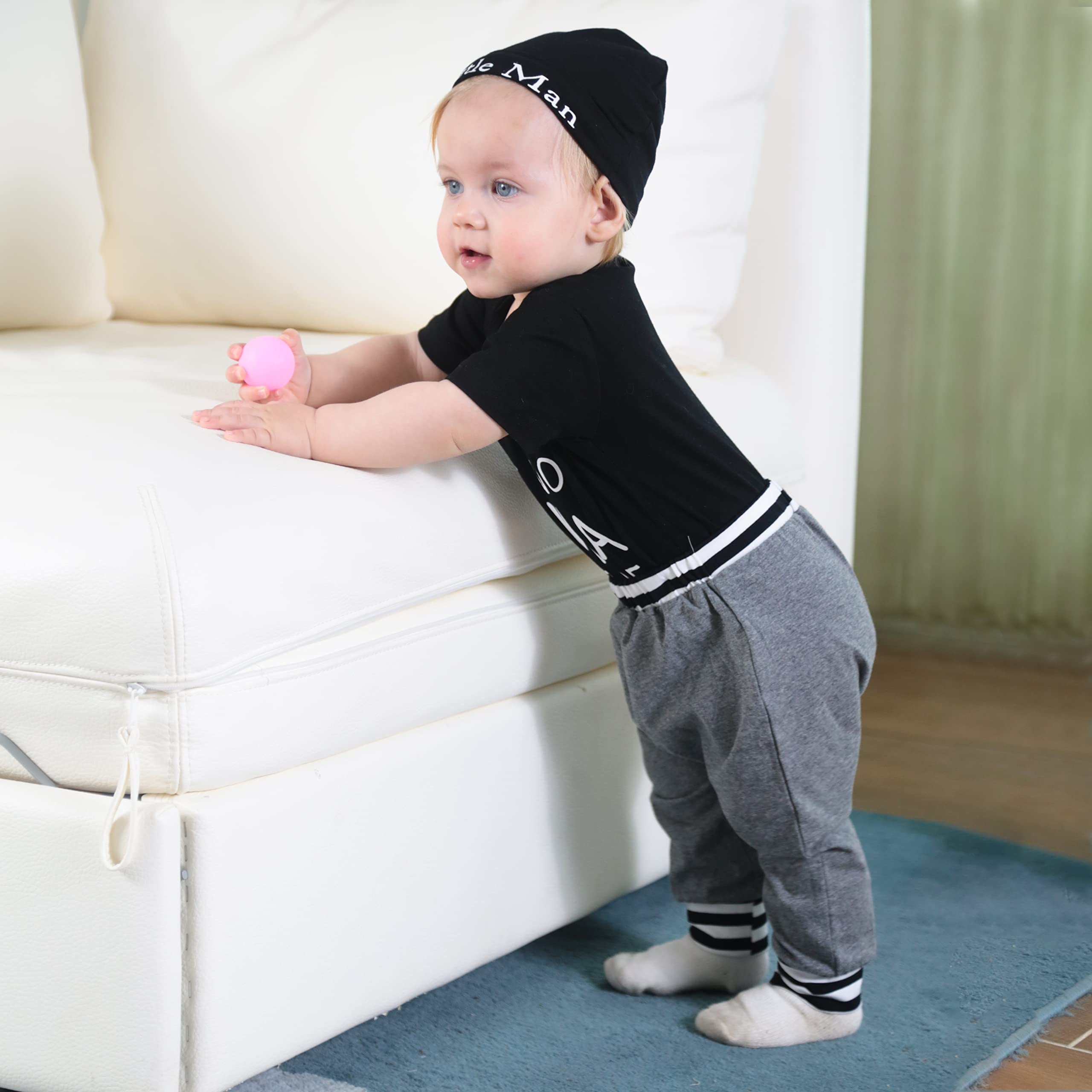 Renotemy Newborn Infant Baby Boy Clothes Outfits New to The Crew Outfits Long Pants Toddler Baby Boy Clothes Set