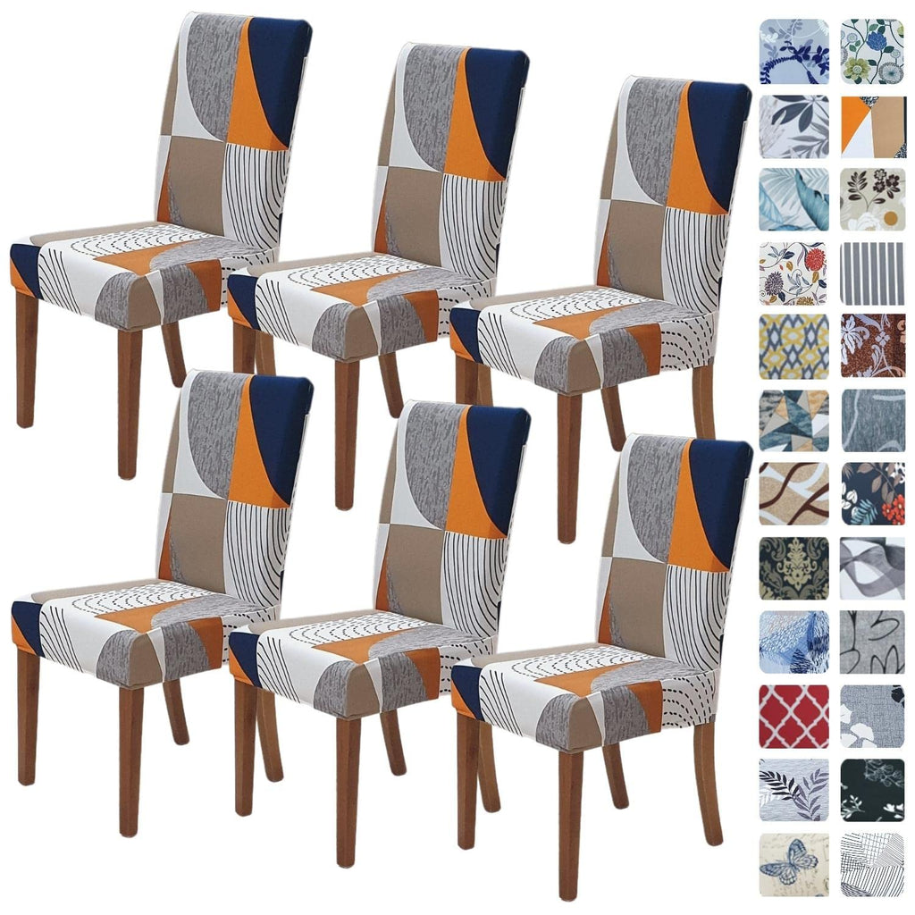 SPRINGRICO Chair Covers for Dining Room 6 Pack, Stretch Dining Chair Cover, Washable Spandex Kitchen Parsons Chair Slipcovers, Removable Seat Protector for Home or Party (Set of 6, Floral Beige)