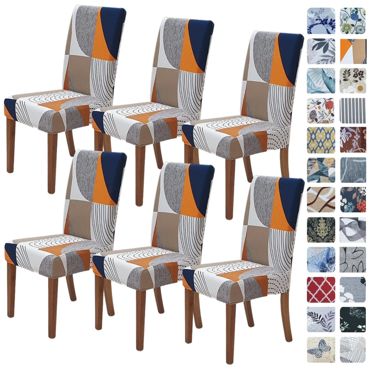 SPRINGRICO Chair Covers for Dining Room 6 Pack, Stretch Dining Chair Cover, Washable Spandex Kitchen Parsons Chair Slipcovers, Removable Seat Protector for Home or Party (Set of 6, Floral Beige)