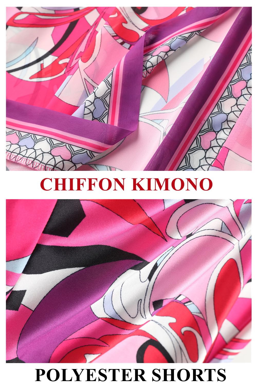 QegarTop Kimono Shorts Set for Women Two Piece Summer Vacation Outfits Flowy Beach Cover up Duster