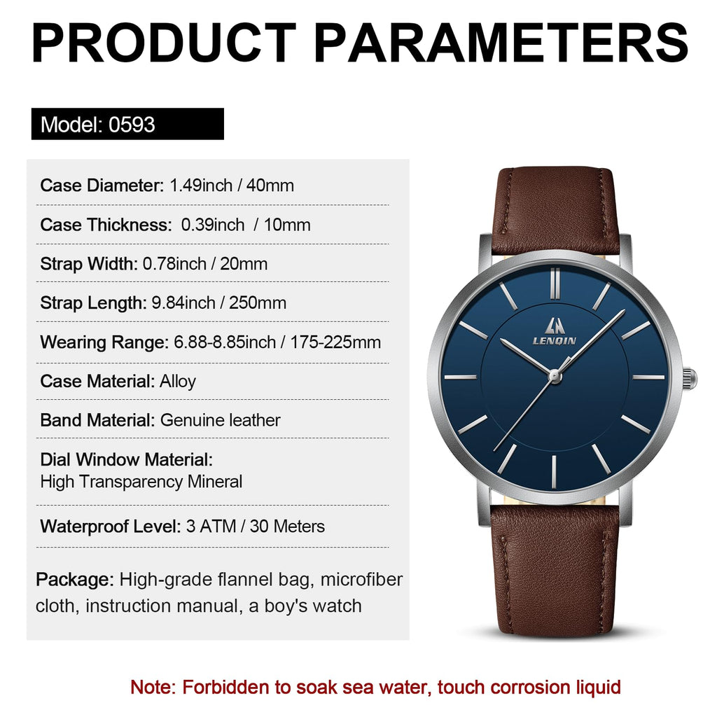 LN LENQIN Mens Watches Waterproof Stainless Steel Watch for Men Analog Quartz Fashion Business Designer Wristwatch