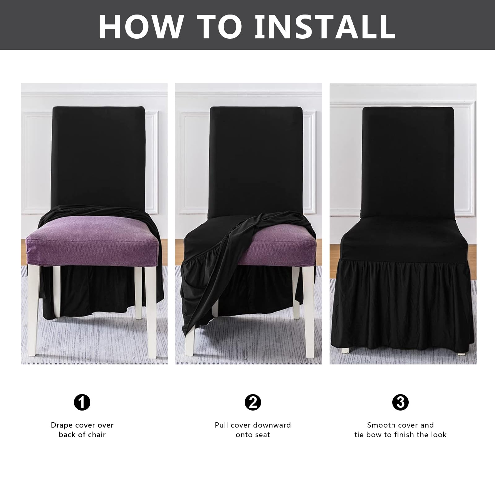 molasofa Chair Covers for Dining Room Set of 6 Stretch Chair Slipcovers with Skirt for Kitchen Seat Protectors Wedding Banquet Decor Kids Pets Spandex Fabric Washable (6pcs, Brown)
