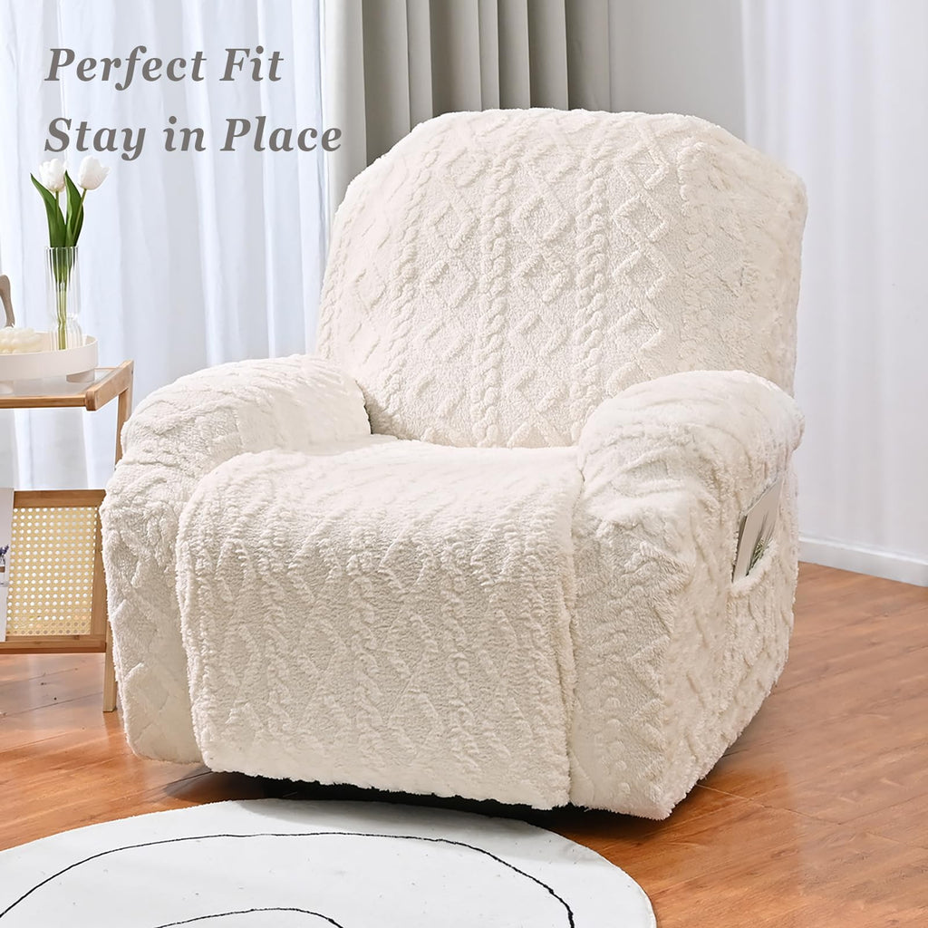 JOKIVTOU Recliner Chair Covers 4-Pieces Reclining Chair Slipcovers with Pocket& Elastic Bottom, Soft Feel Fitted Lazy Boy Sofa Couch Cover Washable, Stretch Recliner Furniture Protector