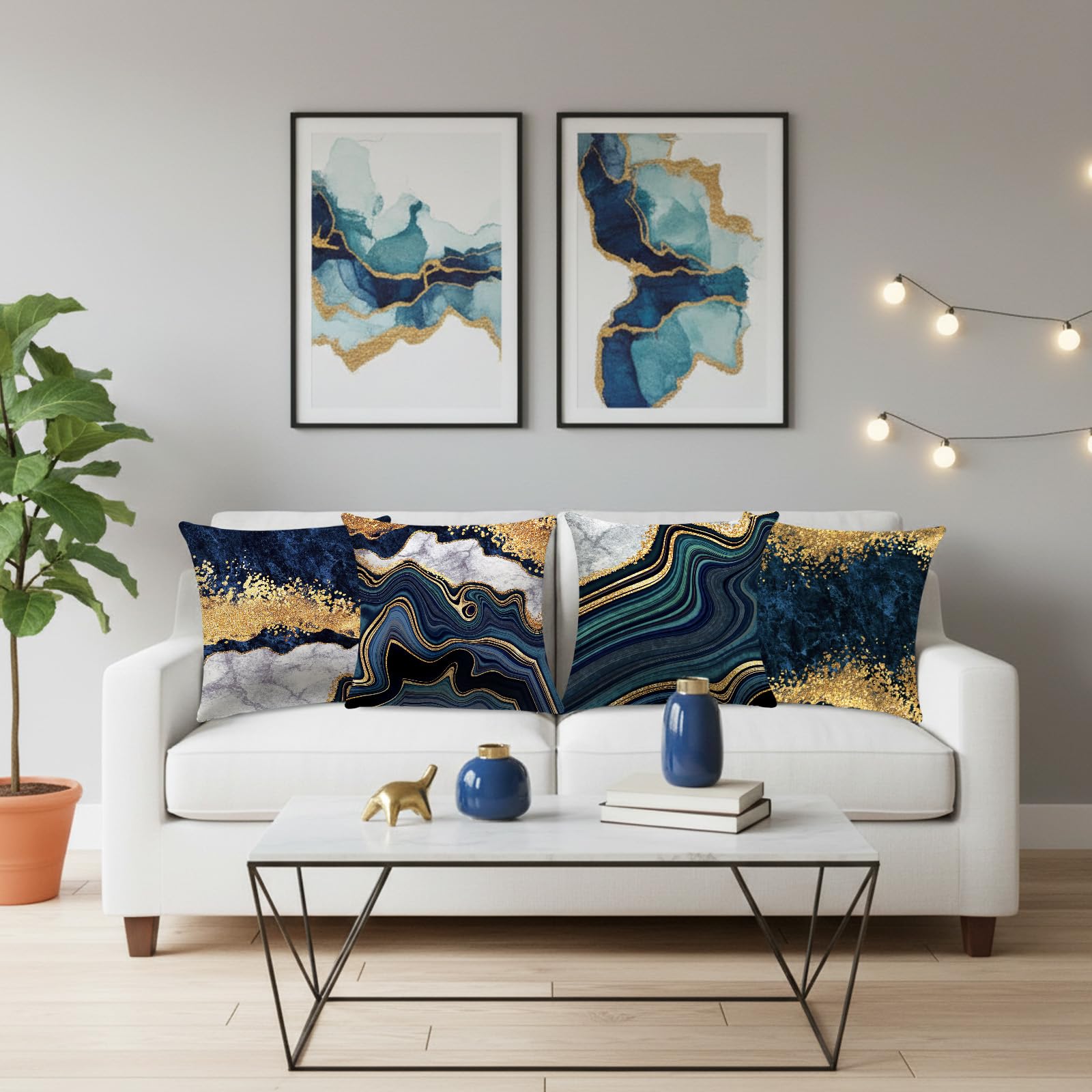 18 x 18 inch Set of 4 Decorative Pillow Covers Grey Marble Texture Throw Pillow Covers Living Room Decor Square Cushion Covers for Modern Styles Abstract Home Bedroom Couch Chair Sofa Pillow Cases