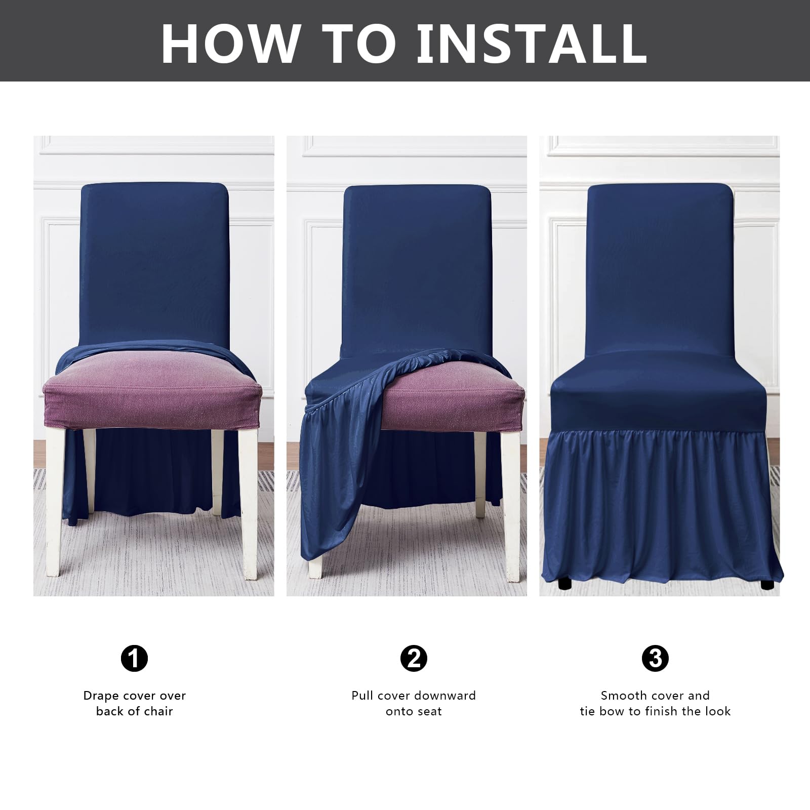 molasofa Chair Covers for Dining Room Set of 6 Stretch Chair Slipcovers with Skirt for Kitchen Seat Protectors Wedding Banquet Decor Kids Pets Spandex Fabric Washable (6pcs, Brown)