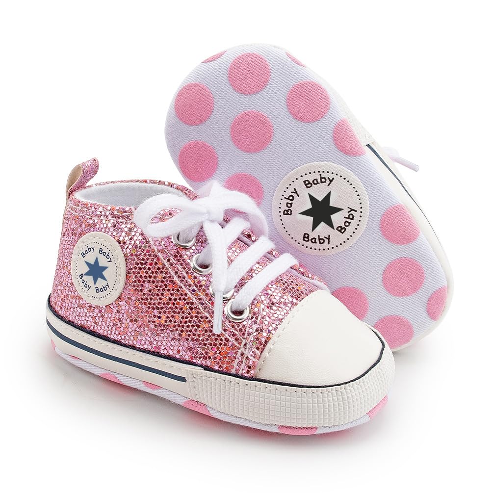 Unisex Baby Girls Boys Canvas High-top Shoes, Newborn Infant Anti-Slip Soft Sole Frist Walking Breathable Sneakers