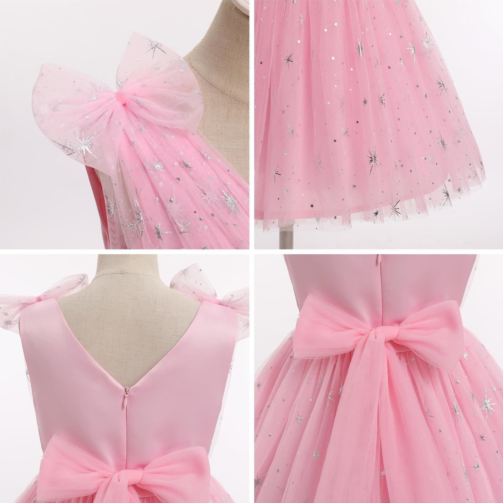 IMEKIS Toddler Kids Girls Butterfly Dress Sparkle Sequins Tulle Wedding Formal Birthday Dresses 2-10T
