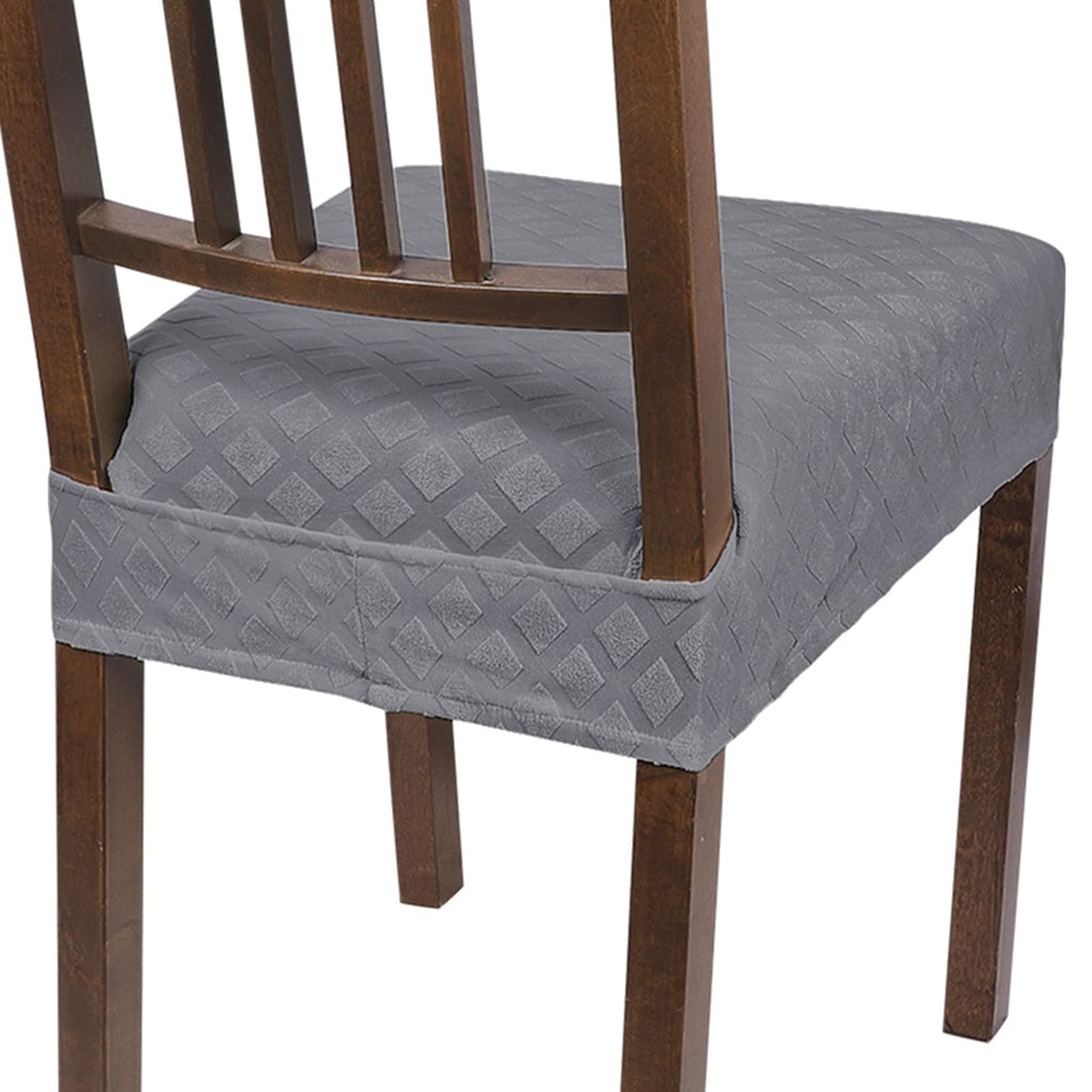 SearchI Stretch Dining Chair Seat Covers Set of 6, Soft Removable Washable Seat Cover for Dining Chairs, Dining Room Chair Cover Protector (Rear-Covered, Brown)