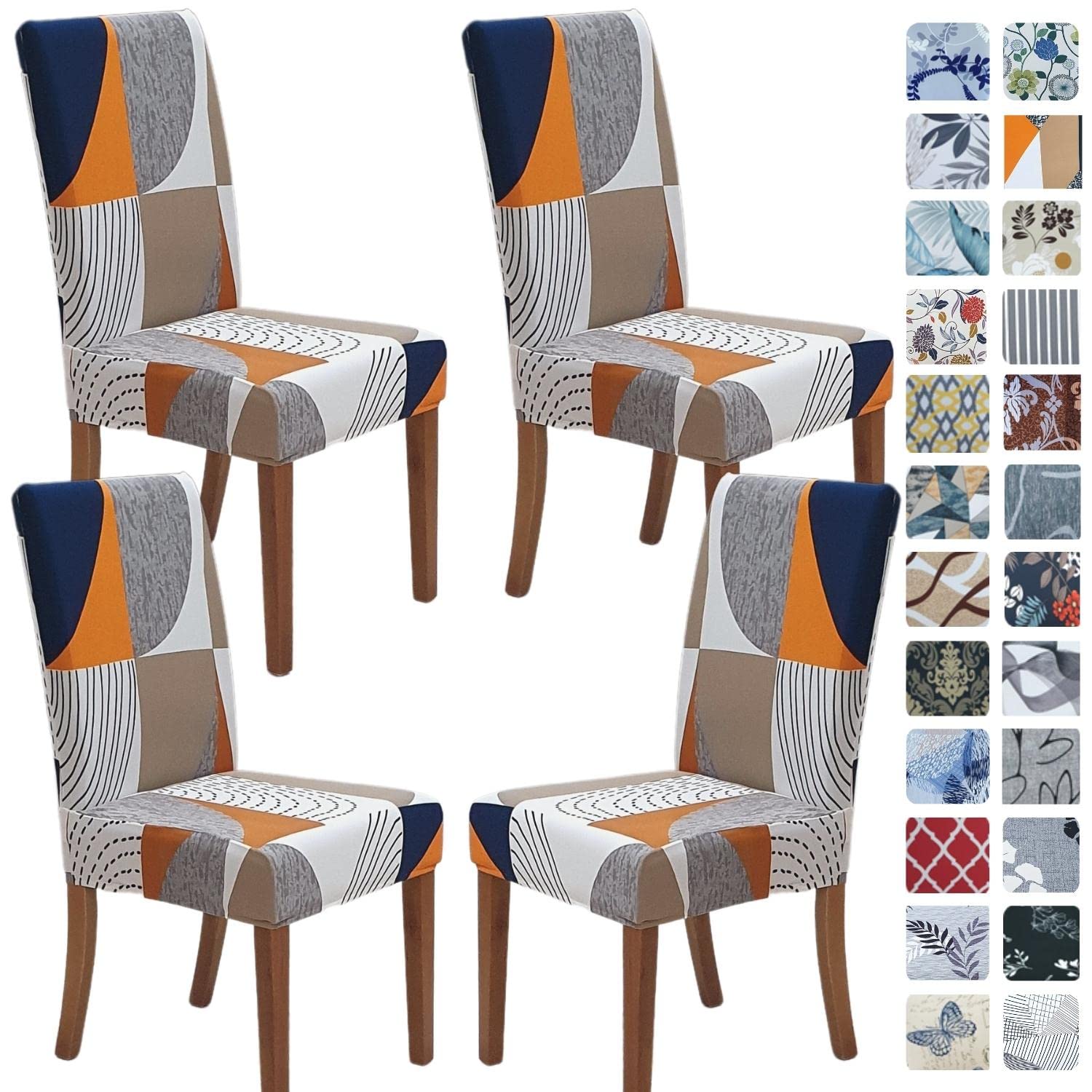 SPRINGRICO Chair Covers for Dining Room 6 Pack, Stretch Dining Chair Cover, Washable Spandex Kitchen Parsons Chair Slipcovers, Removable Seat Protector for Home or Party (Set of 6, Floral Beige)