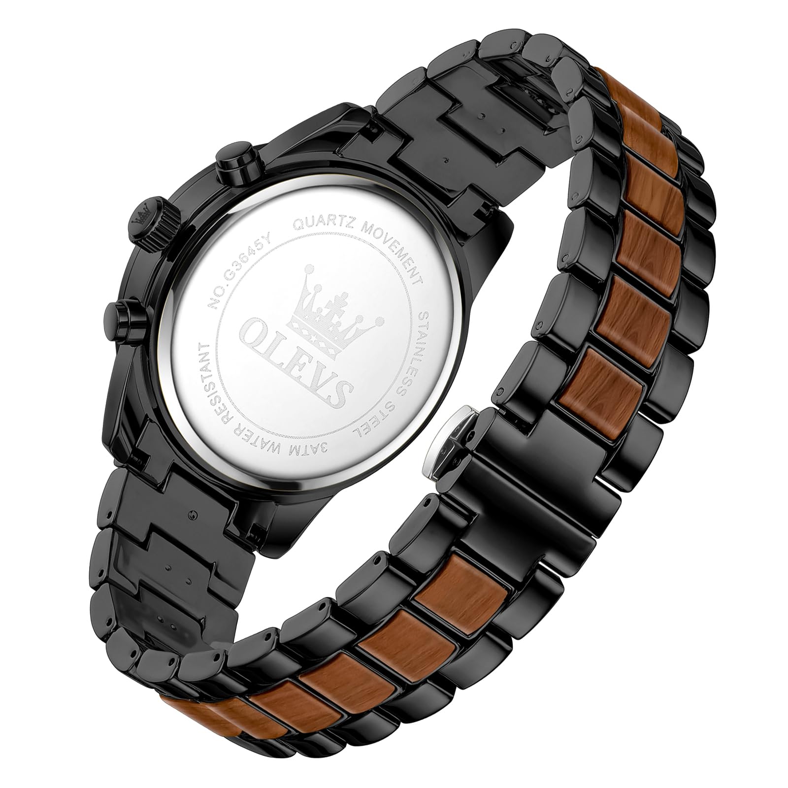 OLEVS Men Analog Quartz Waterproof Watches Multifunction Chronograph Diamond Moon Phase Luminous Silicone Band Wrist Watches