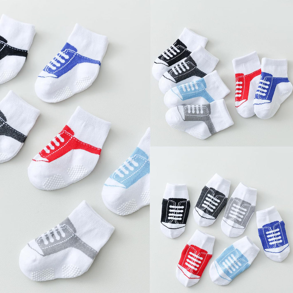 EPEIUS Unisex Baby Girls Boys Non-Slip Socks (Set of 6)
