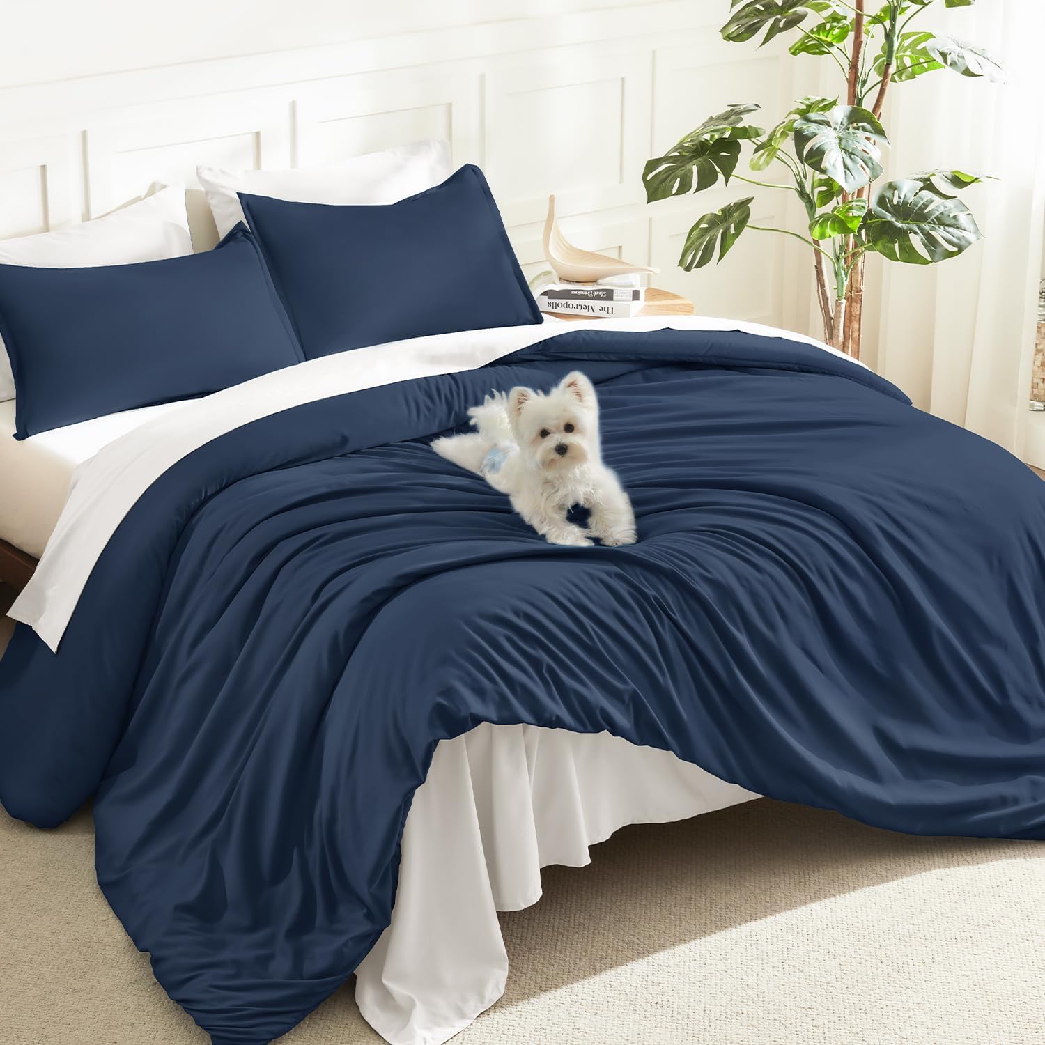 Litanika King Size Comforter Set, 3 Pieces Lightweight Solid Comforter King Size, All Season Fluffy Down Alternative Comforter Bed Set Quilt Blanket, Sage Green, King