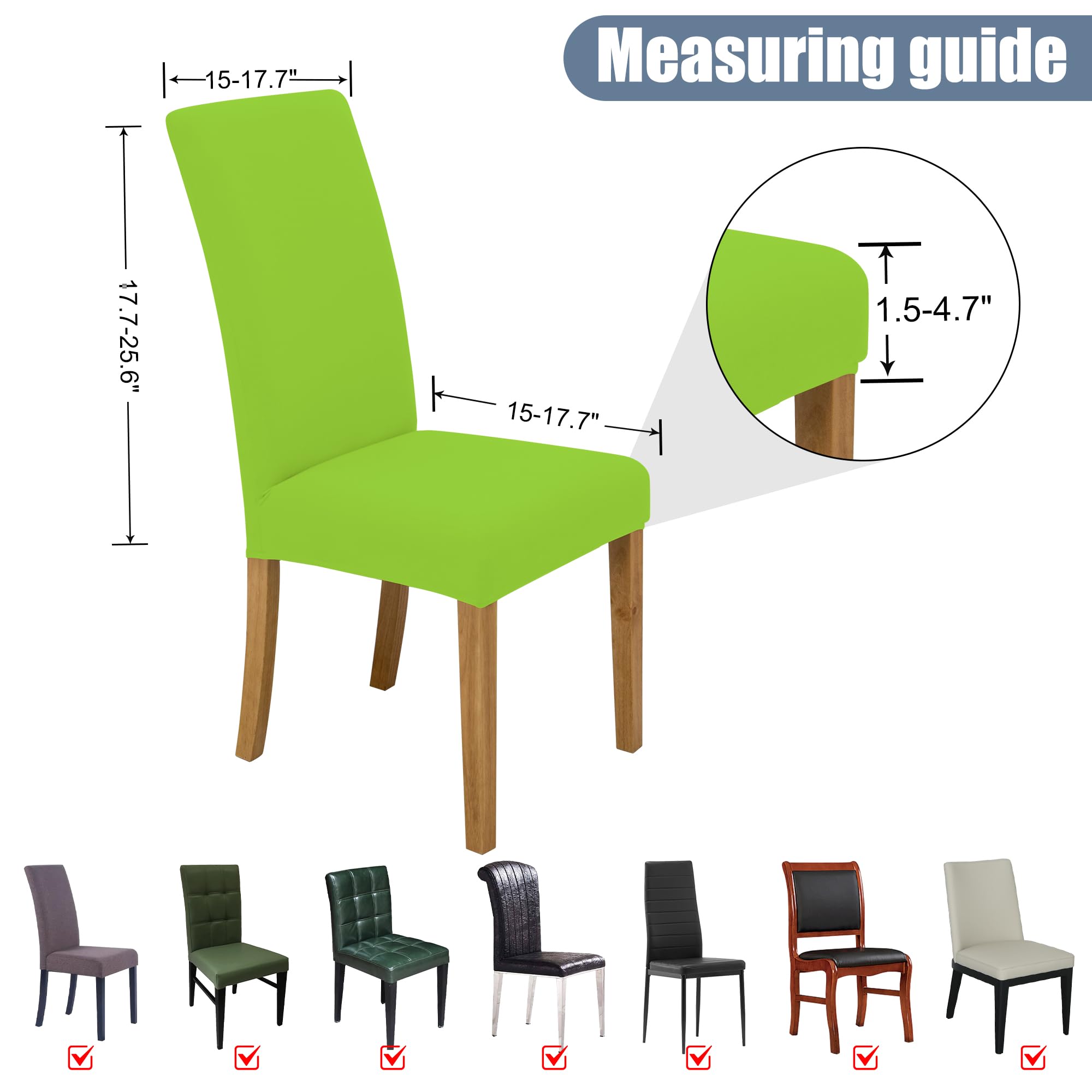 BIETYONE Stretch Dining Chair Covers Set of 6, Soft Removable Washable Kitchen Parsons Chair Slipcovers, High Elastic Seat Protector for Home Hotel Banquet