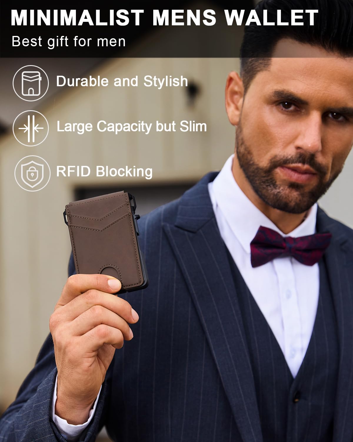ZALVEX Wallet for Men, Mens Minimalist Wallet 9-13 Cards, Slim Compact Wallet with Money Clip & ID Window, RFID Blocking Smart Pop Up Card Wallet, Metal Aluminum Credit Card Holder Bifold Wallet