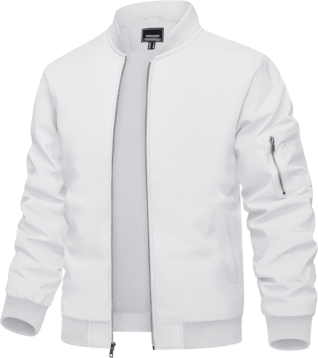TACVASEN Men's Bomber Jacket Lightweight Casual Spring Fall Windbreaker Zip Up Coat with Pocket