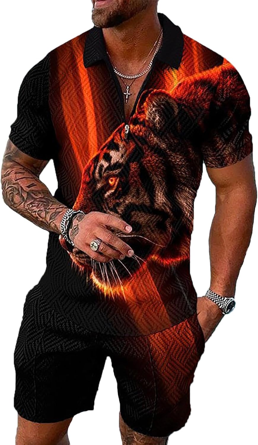 Mens Short Sets 2 Piece Outfits Polo Shirt Fashion Summer Tracksuits Casual Set Short Sleeve and Shorts Set for Men