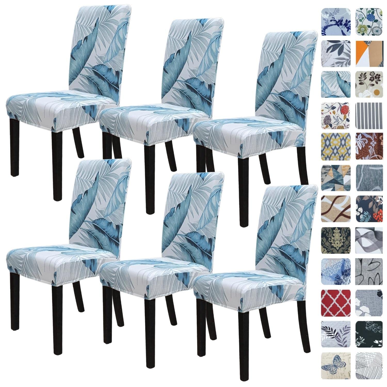 SPRINGRICO Chair Covers for Dining Room 6 Pack, Stretch Dining Chair Cover, Washable Spandex Kitchen Parsons Chair Slipcovers, Removable Seat Protector for Home or Party (Set of 6, Floral Beige)