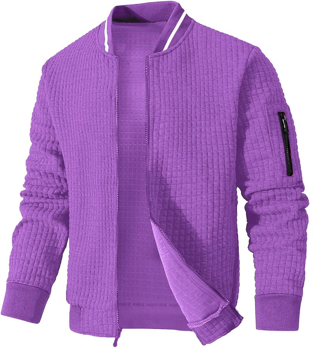 SAVKOOV Mens Lightweight Jacket Casual Bomber Jacket Varsity Coat
