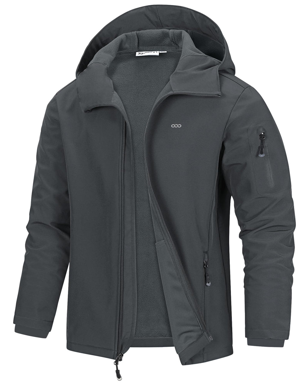 33,000ft Men's Hooded Softshell Jacket Waterproof Lightweight Insulated Windbreaker Fleece Lined Rain Shell Jacket