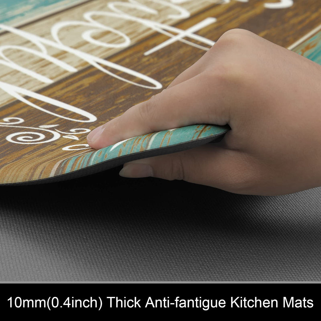 HEBE Anti Fatigue Kitchen Mat Set of 2 Non Slip Cushioned Kitchen Mats for Floor Waterproof Farmhouse Kitchen Rugs and Mats Set Comfort Standing Desk Mat Carpet for Sink,Office,Laundry