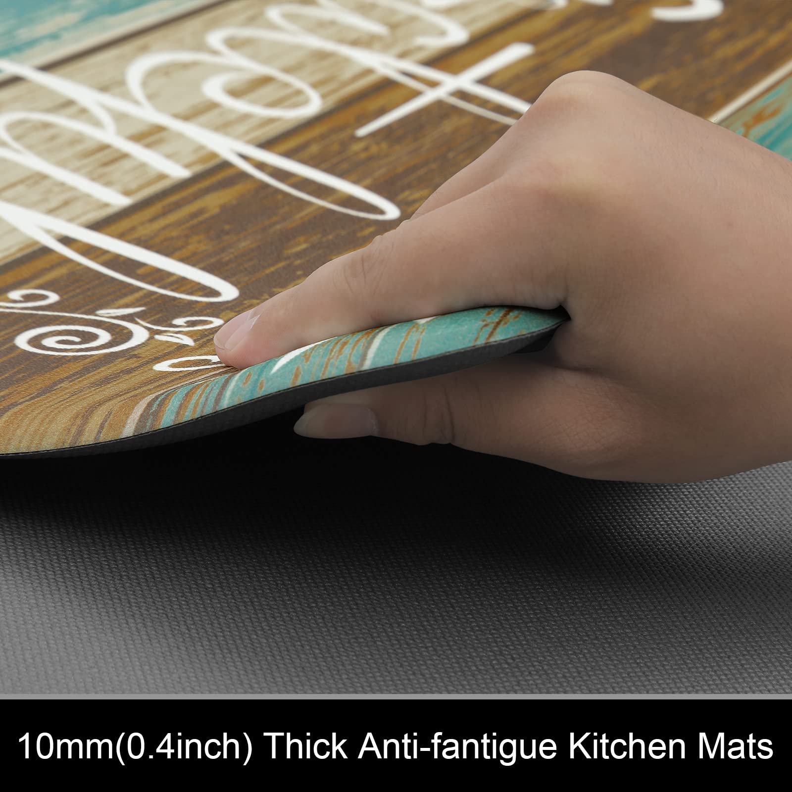 HEBE Anti Fatigue Kitchen Mat Set of 2 Non Slip Cushioned Kitchen Mats for Floor Waterproof Farmhouse Kitchen Rugs and Mats Set Comfort Standing Desk Mat Carpet for Sink,Office,Laundry