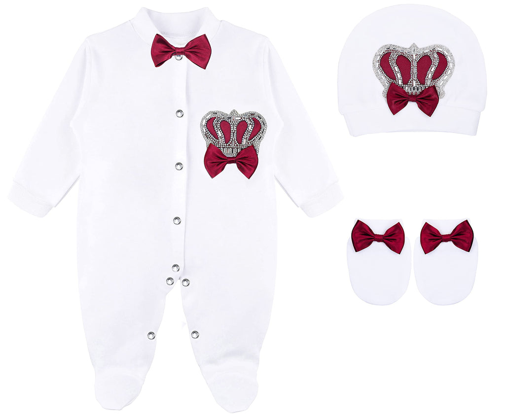 Lilax Baby Boy Newborn Crown Jewels Layette 3 Piece Gift Set