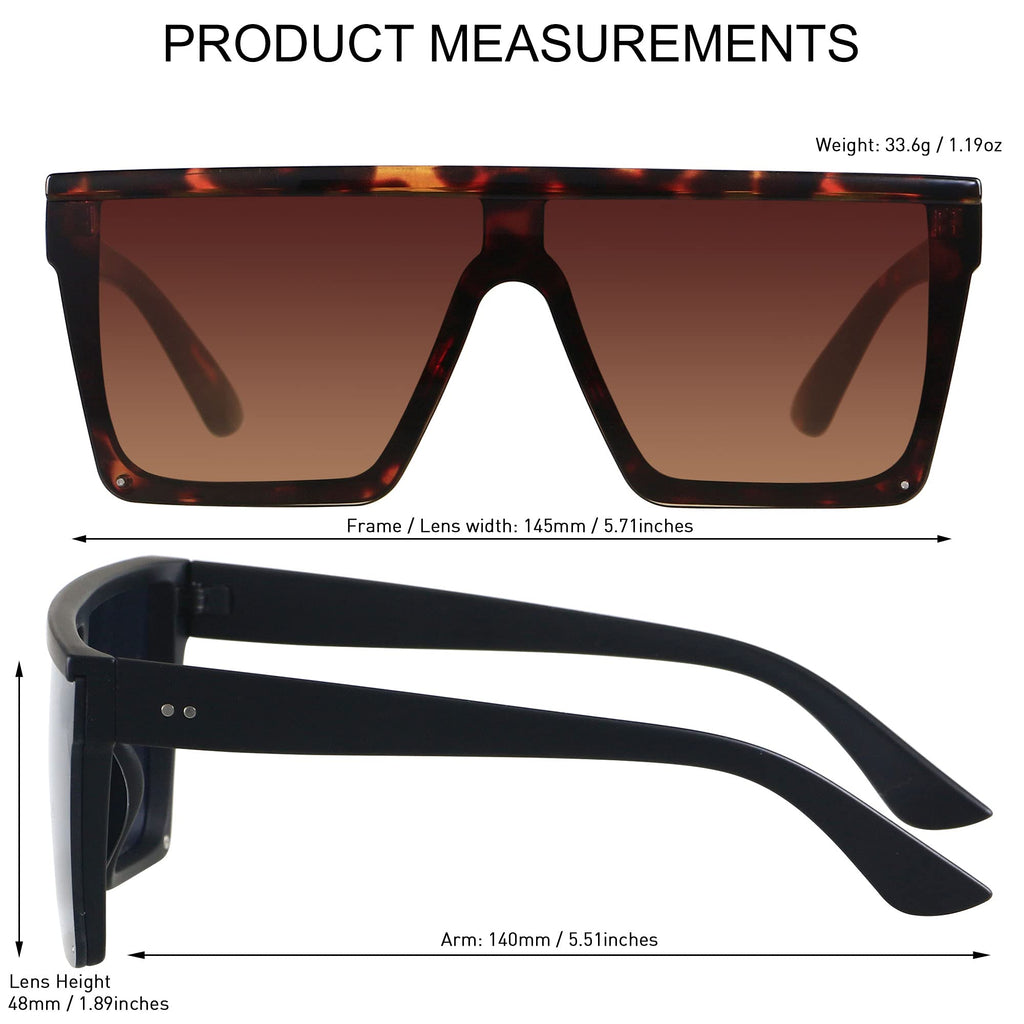 LYZOIT Square Oversized Sunglasses for Women Men Big Flat Top Fashion Shield Large UV Protection Rimless Shades