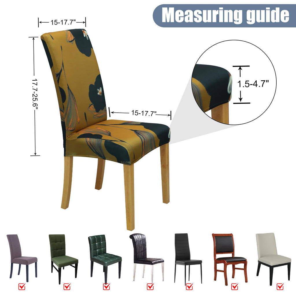 BIETYONE Stretch Dining Chair Covers Set of 6, Soft Removable Washable Kitchen Parsons Chair Slipcovers, High Elastic Seat Protector for Home Hotel Banquet