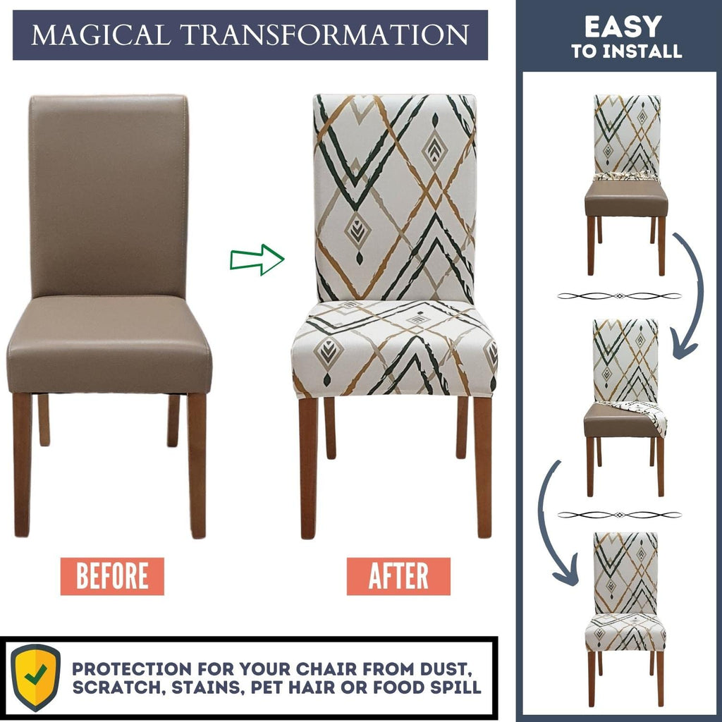 SPRINGRICO Chair Covers for Dining Room 6 Pack, Stretch Dining Chair Cover, Washable Spandex Kitchen Parsons Chair Slipcovers, Removable Seat Protector for Home or Party (Set of 6, Floral Beige)