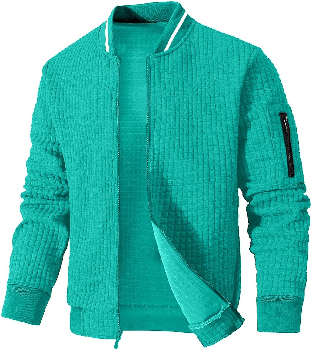 SAVKOOV Mens Lightweight Jacket Casual Bomber Jacket Varsity Coat