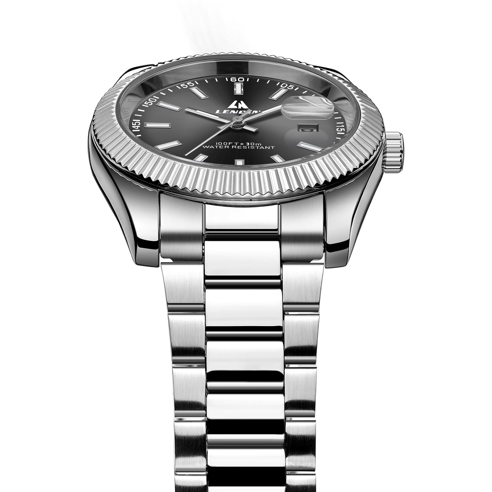 LN LENQIN Mens Watches Waterproof Stainless Steel Watch for Men Analog Quartz Fashion Business Designer Wristwatch
