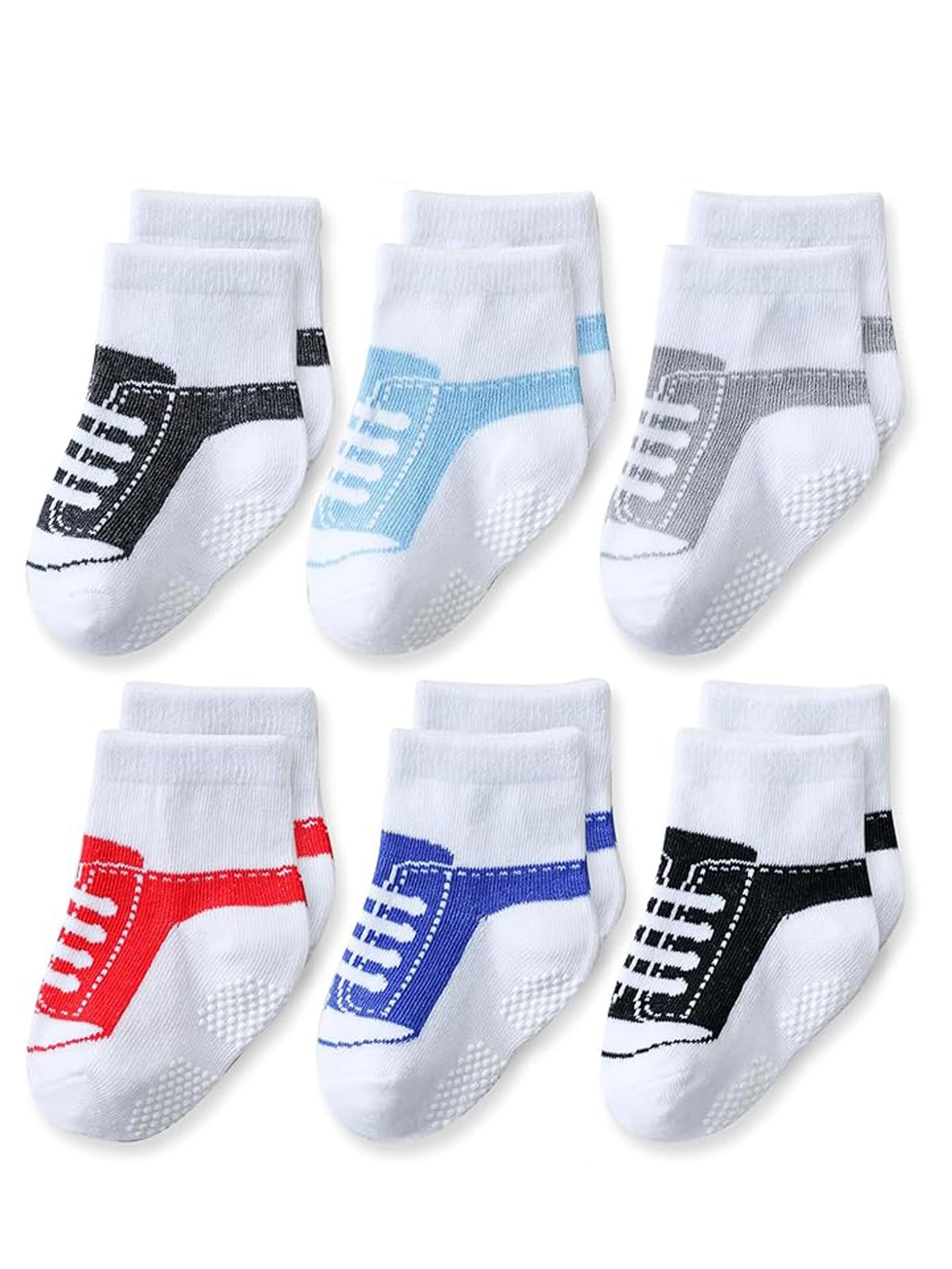 EPEIUS Unisex Baby Girls Boys Non-Slip Socks (Set of 6)