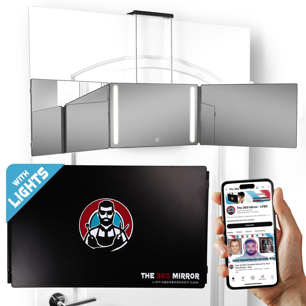 The 360 Mirror - 3 Way Mirror for Self Hair Cutting - Adjustable Trifold Barber Miror to Cut Your Own Hair - Tri Fold Self Haircut System for Men and Women Braiding - Three Sided Miror for Haircuts
