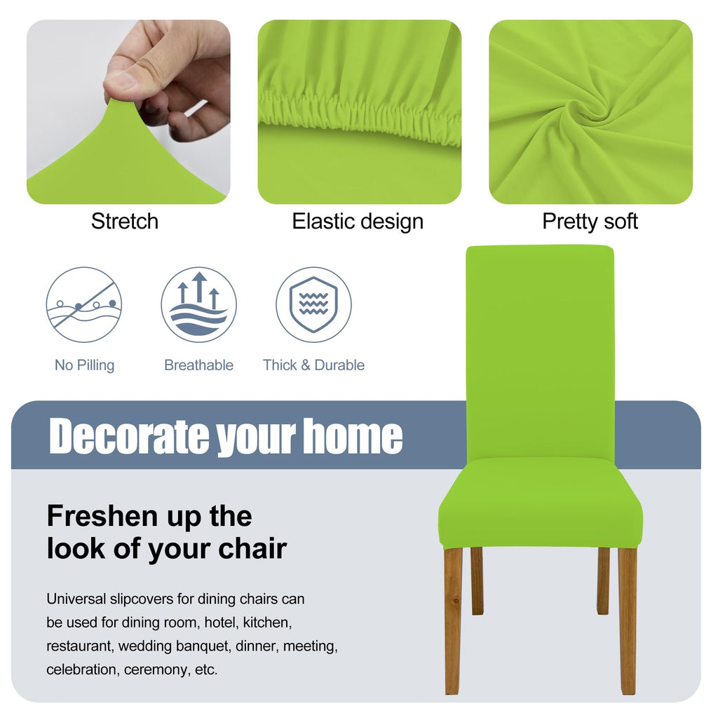 BIETYONE Stretch Dining Chair Covers Set of 6, Soft Removable Washable Kitchen Parsons Chair Slipcovers, High Elastic Seat Protector for Home Hotel Banquet