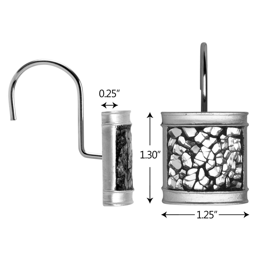 Creative Scents Crackled Glass Silver Bathroom Accessory Set – 4-Piece Vanity Set Includes: Lotion Soap Dispenser, Toothbrush Holder, Tumbler, and Soap Dish